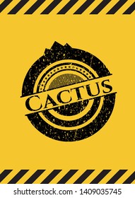 Cactus grunge warning sign emblem. Vector Illustration. Detailed.