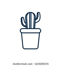 Cactus half line half color style icon design, Plant desert nature tropical summer mexico and western theme Vector illustration