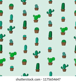 cactus hand drawing stlye seamless pattern
