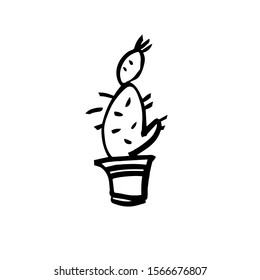 cactus hand drawn black outline. Doodle. vector