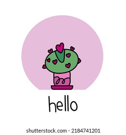 Cactus Hand drawn. Hello. Doodle vector illustration