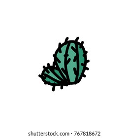 Cactus hand drawn icon isolated on white background