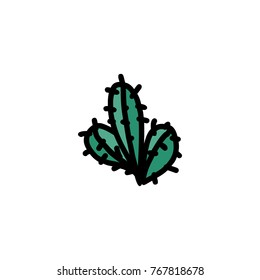 Cactus hand drawn icon isolated on white background