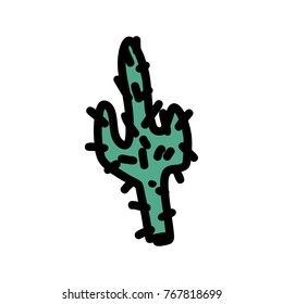 Cactus hand drawn icon isolated on white background
