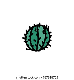 Cactus hand drawn icon isolated on white background