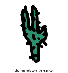 Cactus hand drawn icon isolated on white background