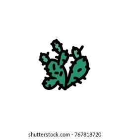 Cactus hand drawn icon isolated on white background