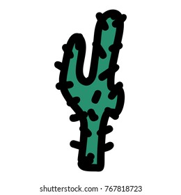 Cactus hand drawn icon isolated on white background
