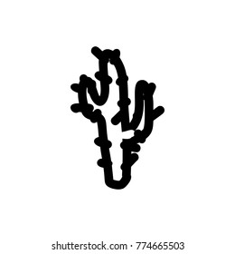 Cactus hand drawn icon isolated on white background