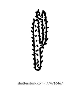 Cactus hand drawn icon isolated on white background