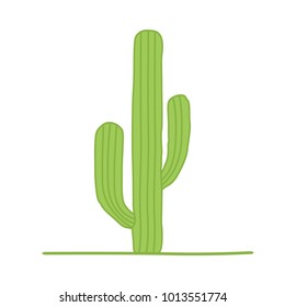 Cactus Hand Drawn Illustration Doodle Art Style on White Background