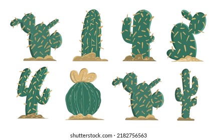 Cactus hand drawn illustration set