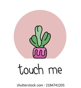 Cactus Hand dibujó. Tócame. Ilustración del vector Doodle