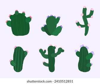 cactus hand drawn vector illustration set 