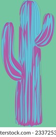 Cactus hand-made illustration in a trendy, modern style. Very colourful, designed and worked. For your designs and creations.