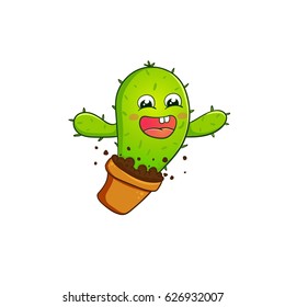 Cactus happy cartoon Vector card