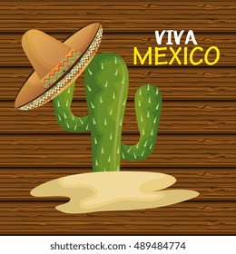 cactus with hat mexican icon design graphic