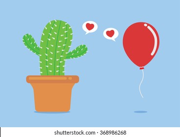 Cactus have fallen in love with balloon. This concept about try to love even very foolish and risk.