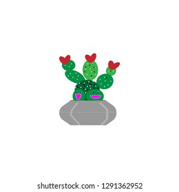 Cactus with heart design. Vector illustration.