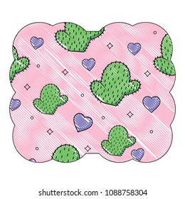 cactus and hearts pattern