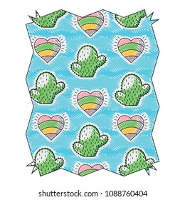 cactus and hearts pattern