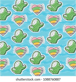 cactus and hearts pattern