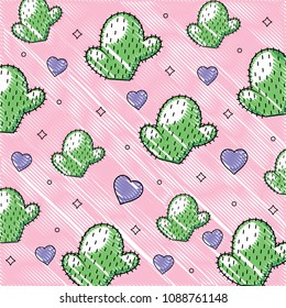 cactus and hearts pattern