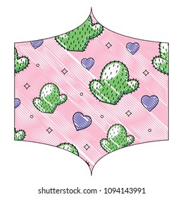 cactus and hearts pattern