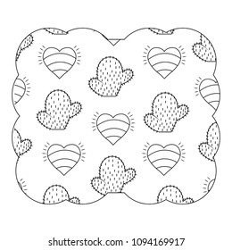 cactus and hearts pattern