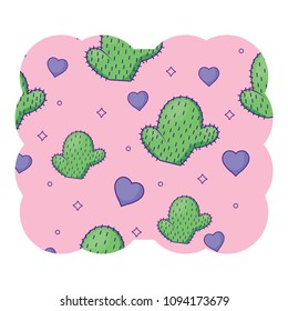 cactus and hearts pattern