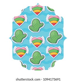 cactus and hearts pattern