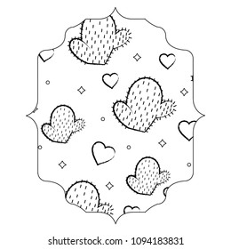 cactus and hearts pattern