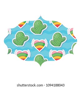 cactus and hearts pattern