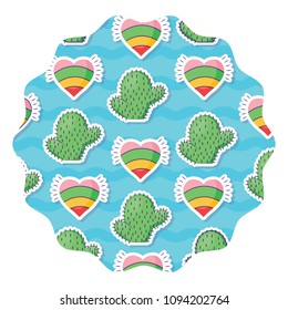 cactus and hearts pattern