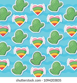 cactus and hearts pattern