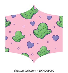cactus and hearts pattern