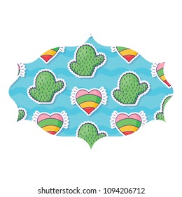 cactus and hearts pattern