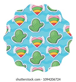 cactus and hearts pattern