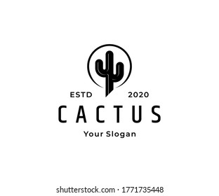 Cactus hipster vintage logo icon design vector 