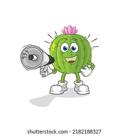 the cactus holding hand loudspeakers vector. cartoon character