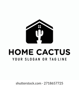 cactus home logo design element vector template