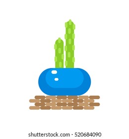 Cactus home plant in a ceramic pot vector illustration. Houseplant icon.