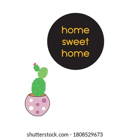 cactus home sweet home greeting card illustration