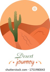 
cactus in hot desert vector illustration