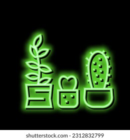 cactus house plant neon light sign vector. cactus house plant illustration