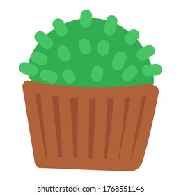 cactus houseplant in a brown pot, vector element in a flat simple style, children drawing