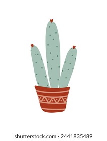 Cactus houseplant. Нand-drawn element. Doodle style.