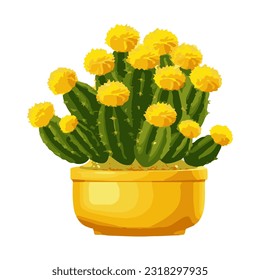 cactus houseplant in pot watercolor detailed illustration