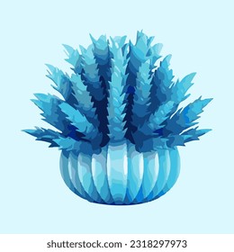 cactus houseplant in pot watercolor detailed illustration
