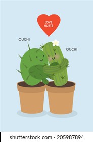 cactus / hug/ love hurts vector/illustration